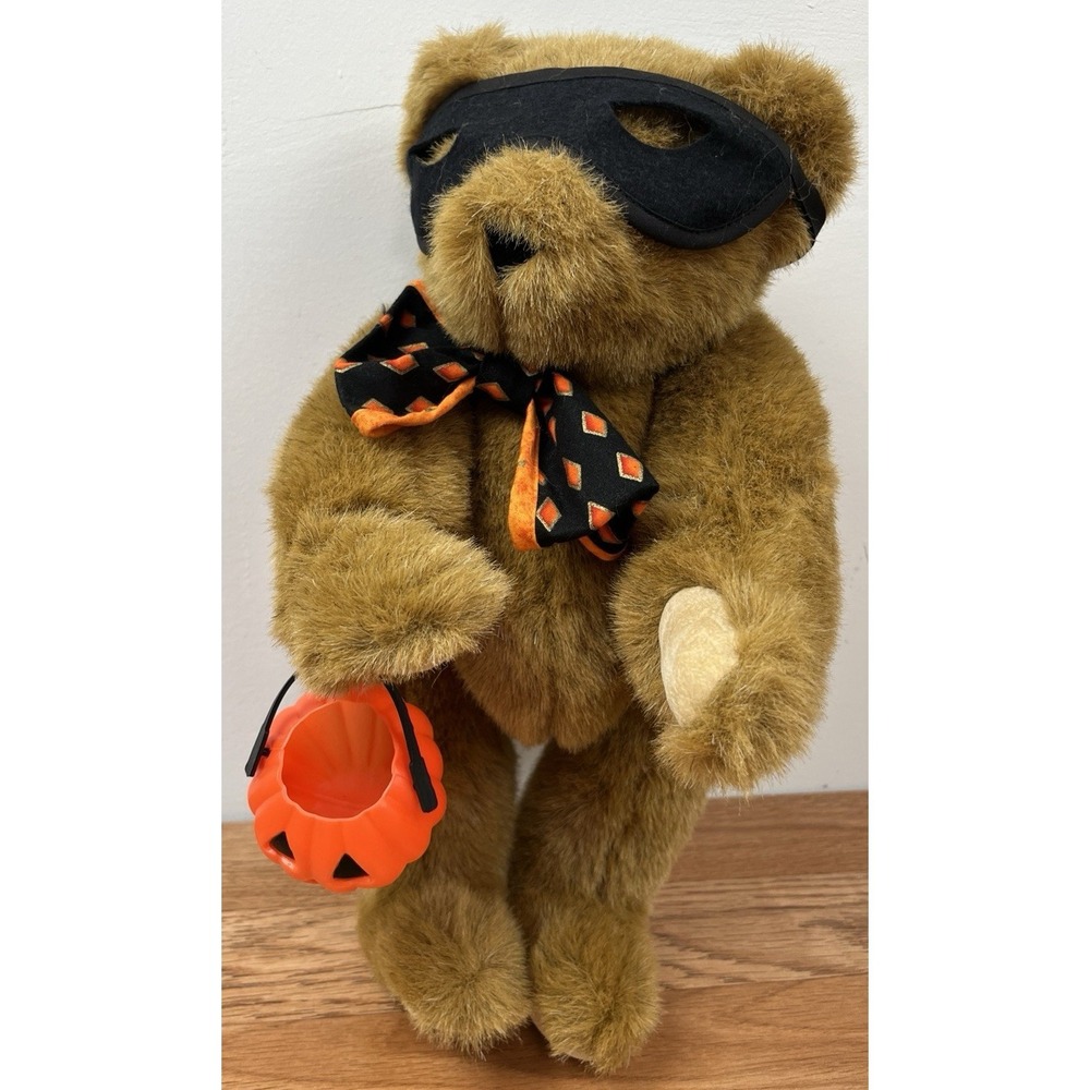 Vermont‎ Teddy Bear Company with Halloween Mask, Tie and Candy Bucket